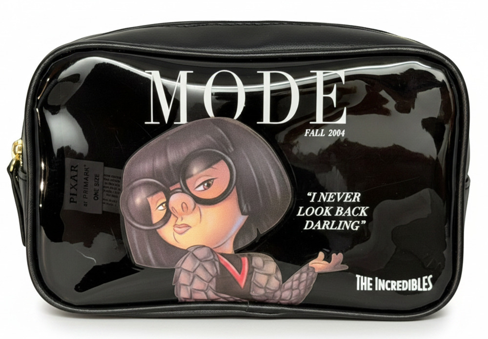 Disney Pixar Incredibles Edna I Never Look Back Darling Vinyl Cosmetic Bag Black